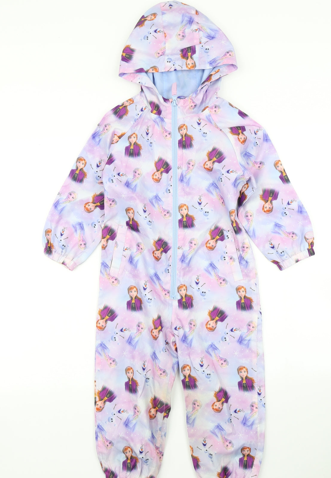 F&F Girls Purple Polka Dot  Rain Coat Snowsuit Size 4-5 Years  - Frozen