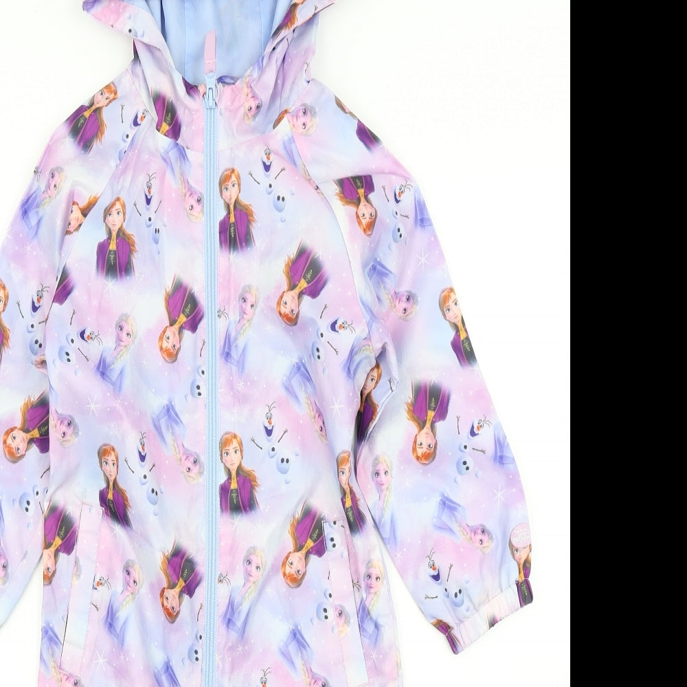 F&F Girls Purple Polka Dot  Rain Coat Snowsuit Size 4-5 Years  - Frozen