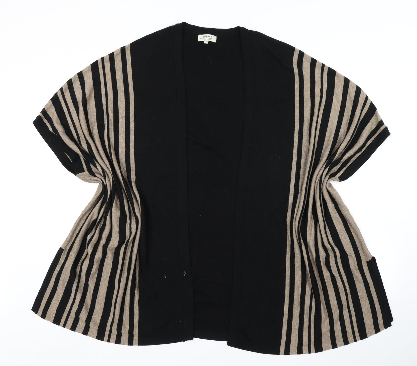 Papaya Womens Black Striped Knit Cardigan Jumper Size S