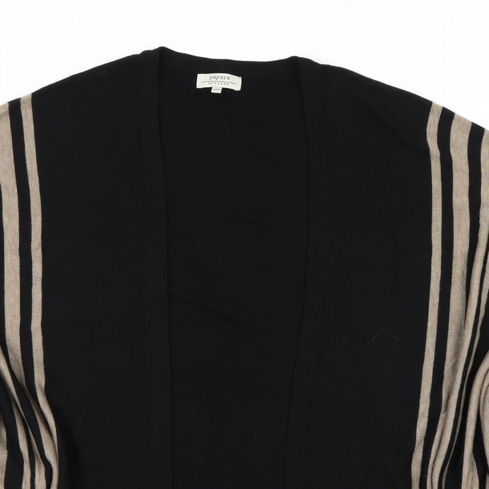 Papaya Womens Black Striped Knit Cardigan Jumper Size S