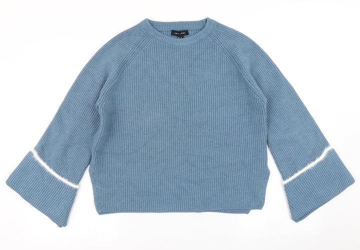 New Look Womens Blue  Knit Pullover Jumper Size S  - Flare sleeve