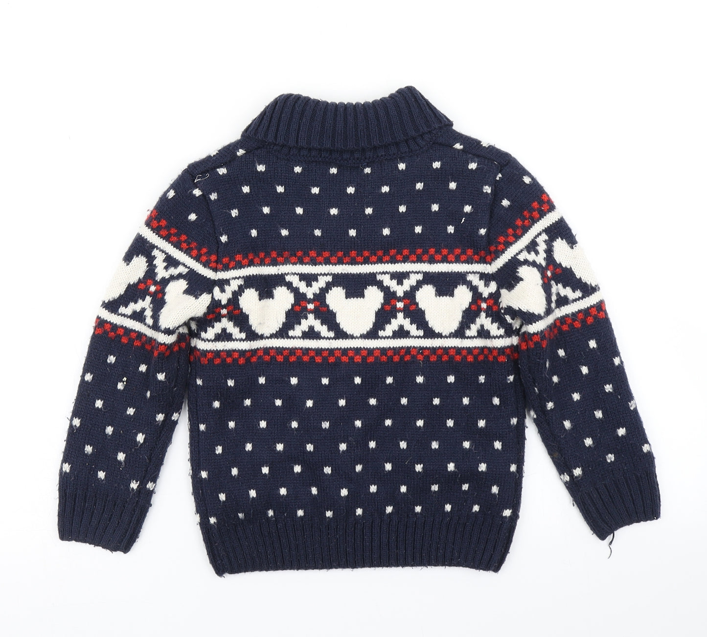 George Boys Black Fair Isle Knit Pullover Jumper Size 3-4 Years  - Mickey Mouse