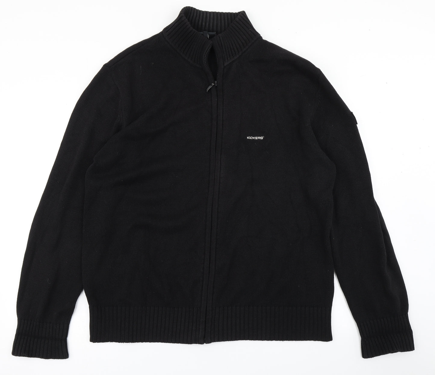 Kickers Mens Black  Knit Cardigan Jumper Size L