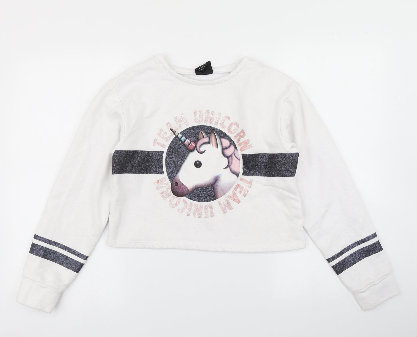 Primark Girls White   Pullover Sweatshirt Size 13-14 Years  - Cropped
