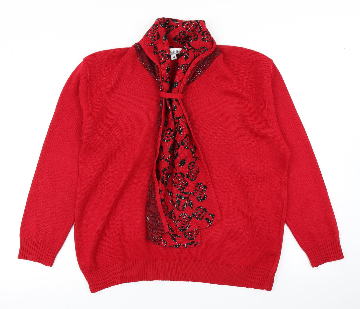 Pure & Natural Womens Red  Knit Pullover Jumper Size M