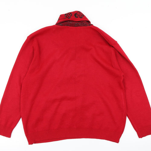 Pure & Natural Womens Red  Knit Pullover Jumper Size M