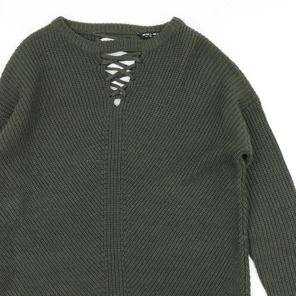 Select Womens Green  Knit Pullover Jumper Size 10