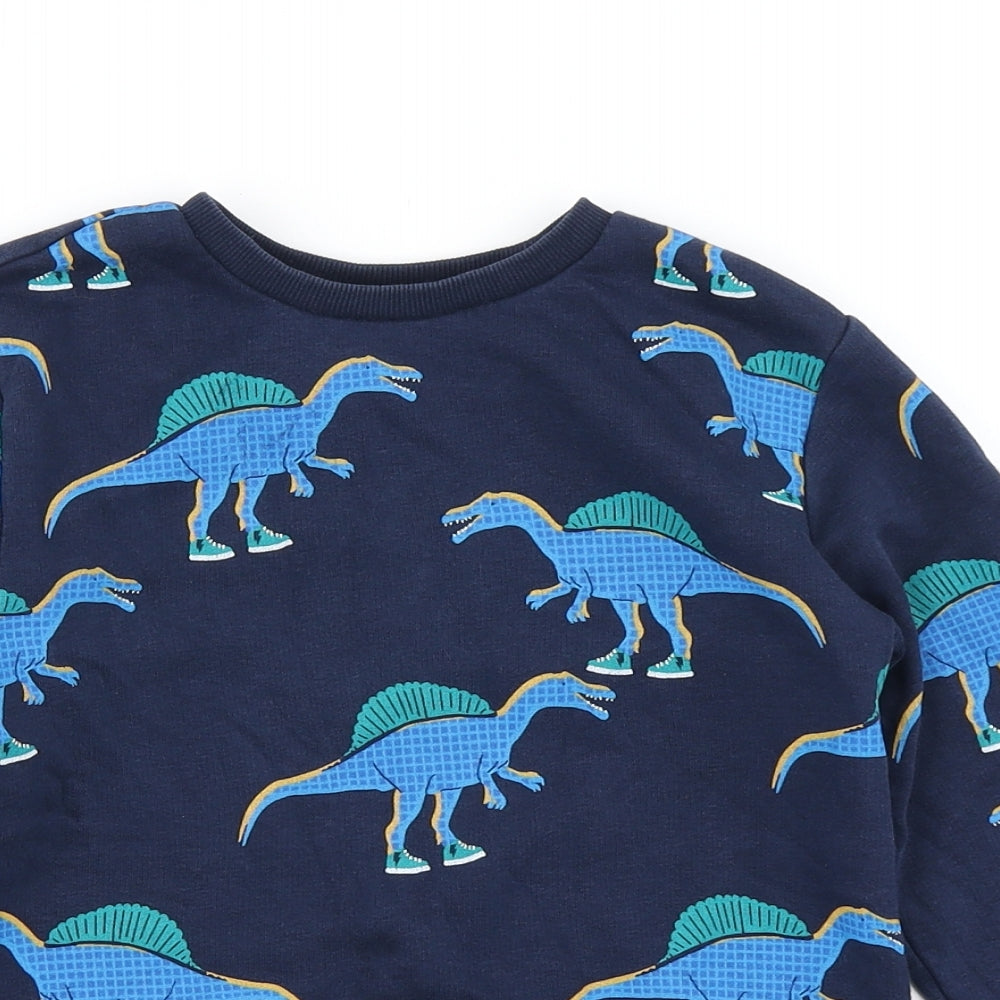 M&S Boys Black   Pullover Sweatshirt Size 6-7 Years  - Dinosaur Print