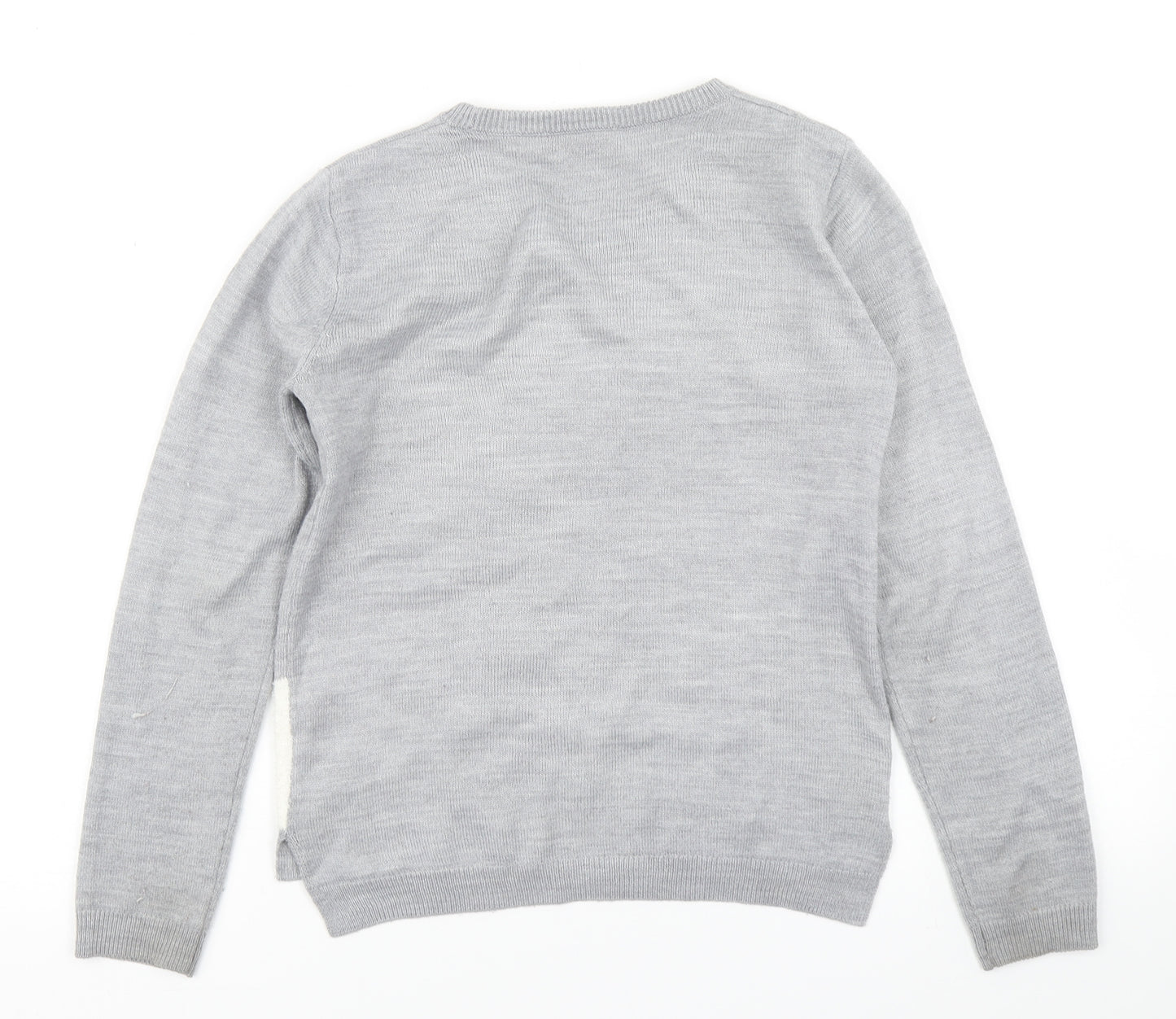 Pepperts Girls Grey  Knit Pullover Jumper Size 8-9 Years  - Christmas Jumper