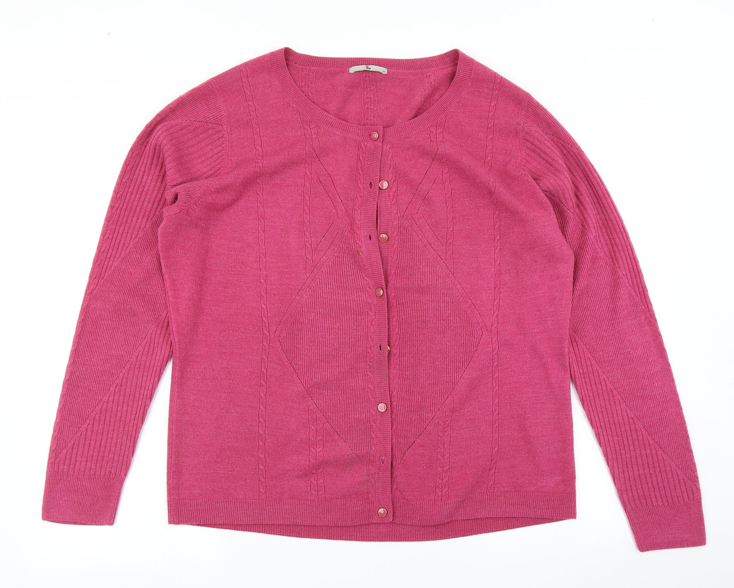 TU Womens Pink  Knit Cardigan Jumper Size 18
