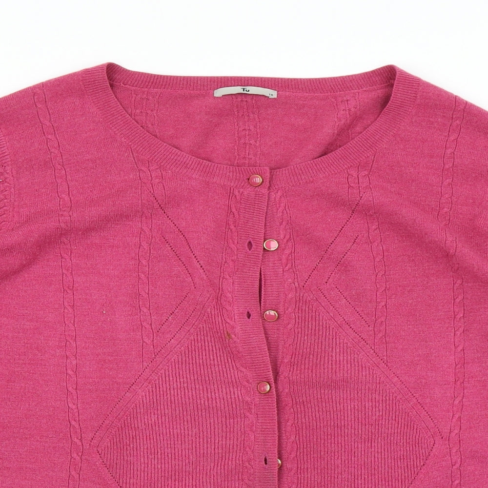 TU Womens Pink  Knit Cardigan Jumper Size 18
