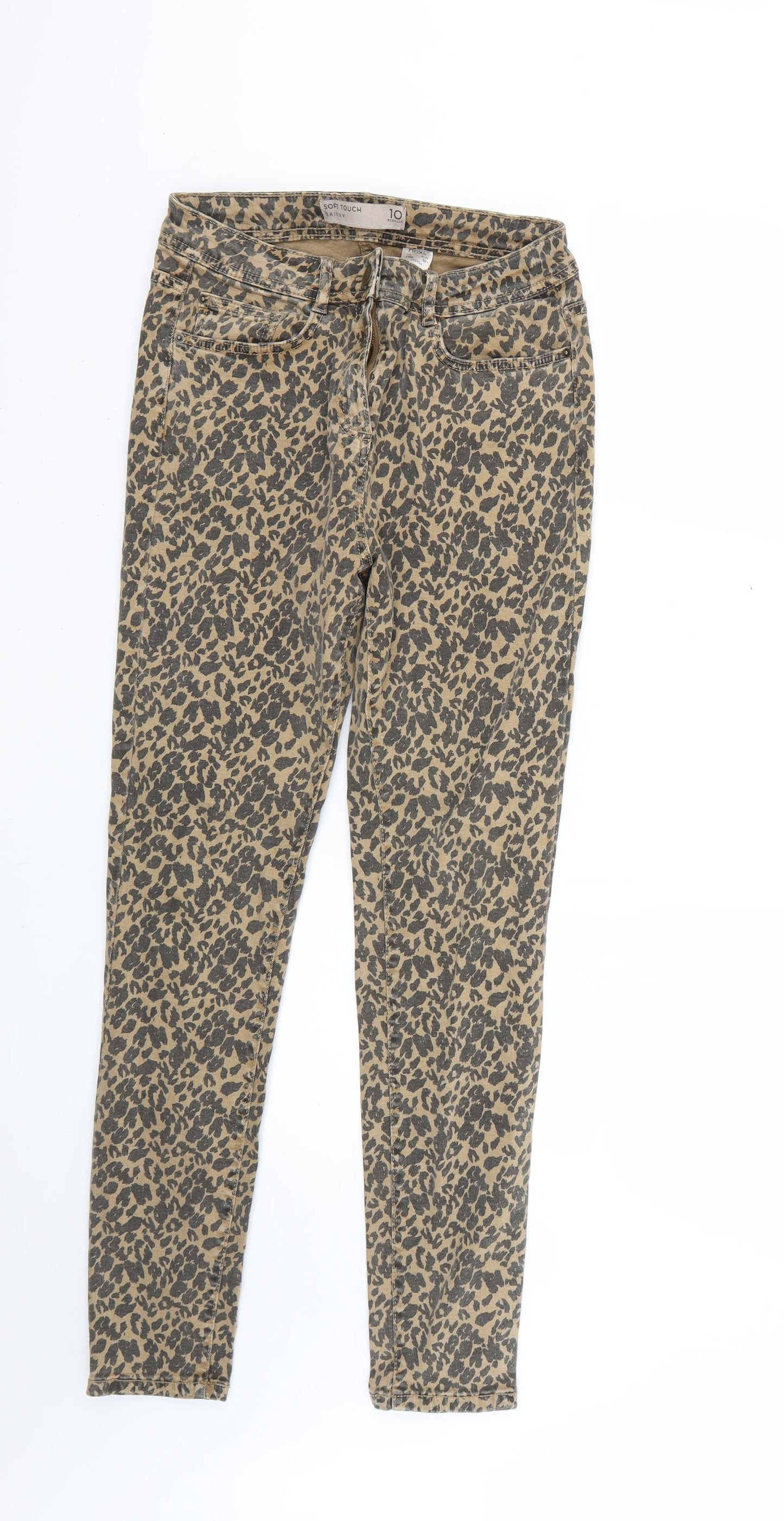 NEXT Womens Brown Animal Print  Skinny Jeans Size 10 L27 in