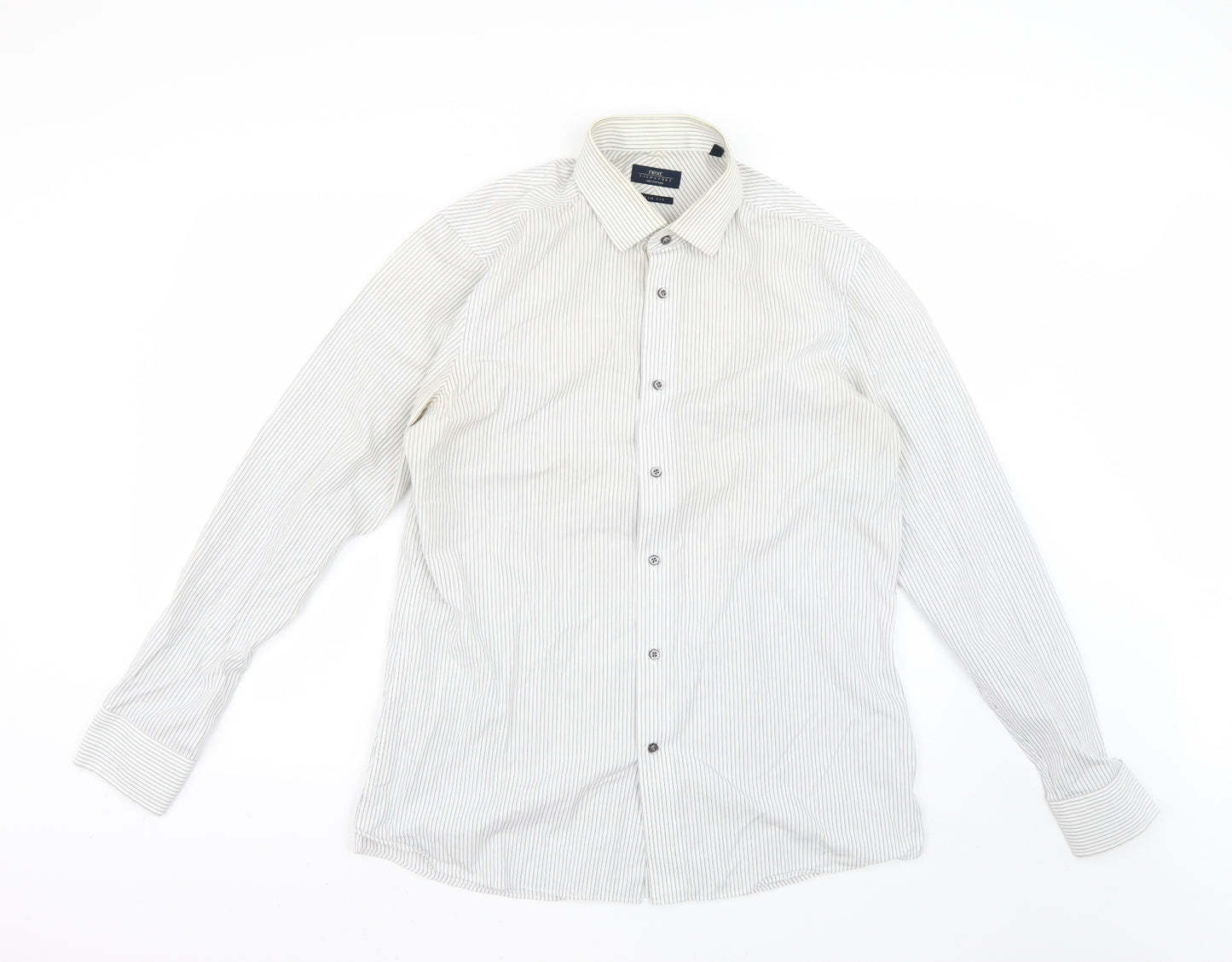 NEXT Mens White Striped   Dress Shirt Size 16