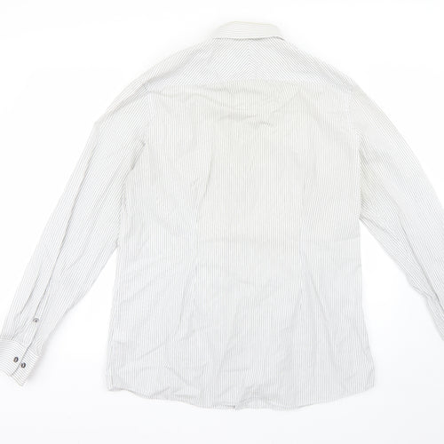 NEXT Mens White Striped   Dress Shirt Size 16