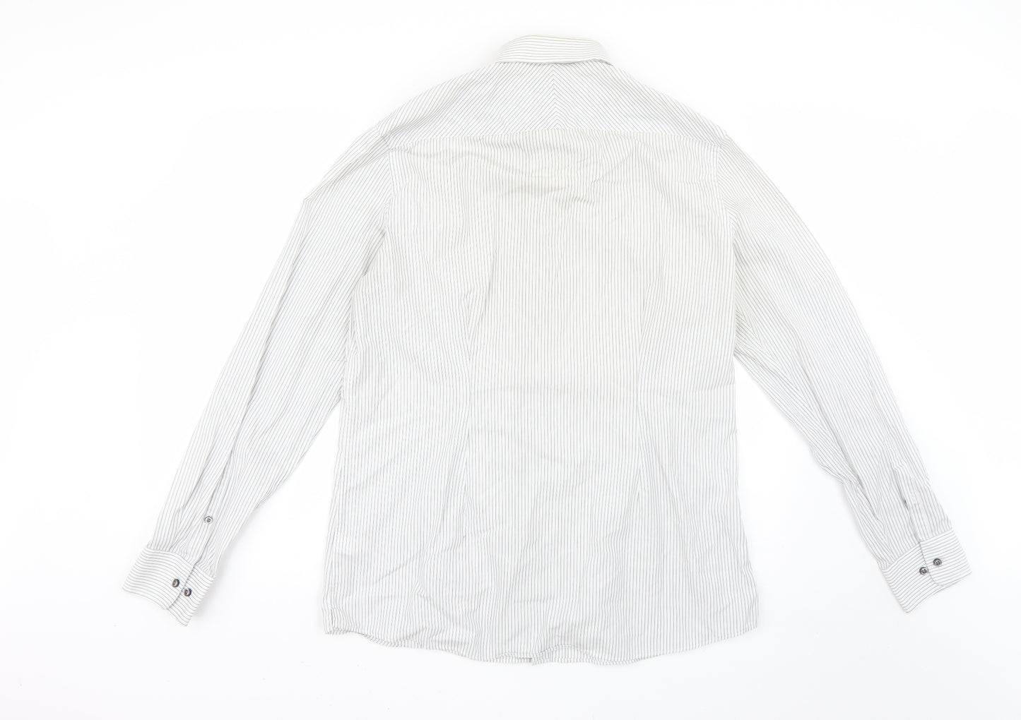 NEXT Mens White Striped   Dress Shirt Size 16