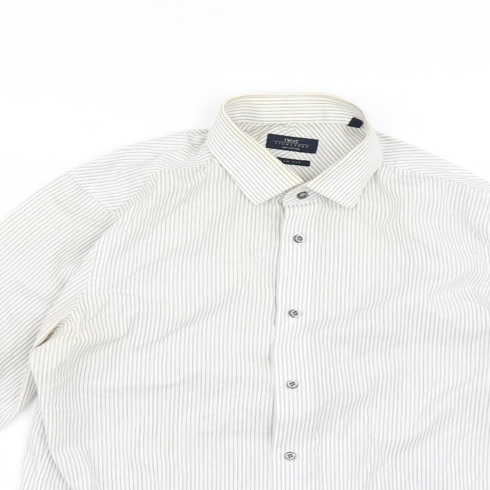 NEXT Mens White Striped   Dress Shirt Size 16