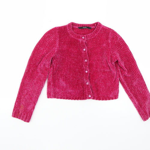 Girls Pink   Cardigan Jumper Size 8-9 Years