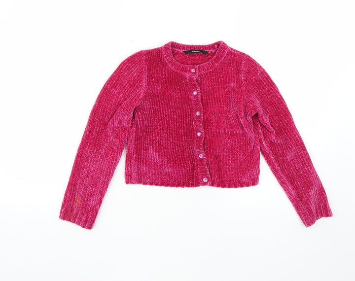 Girls Pink Cardigan Jumper Size 8-9 Years