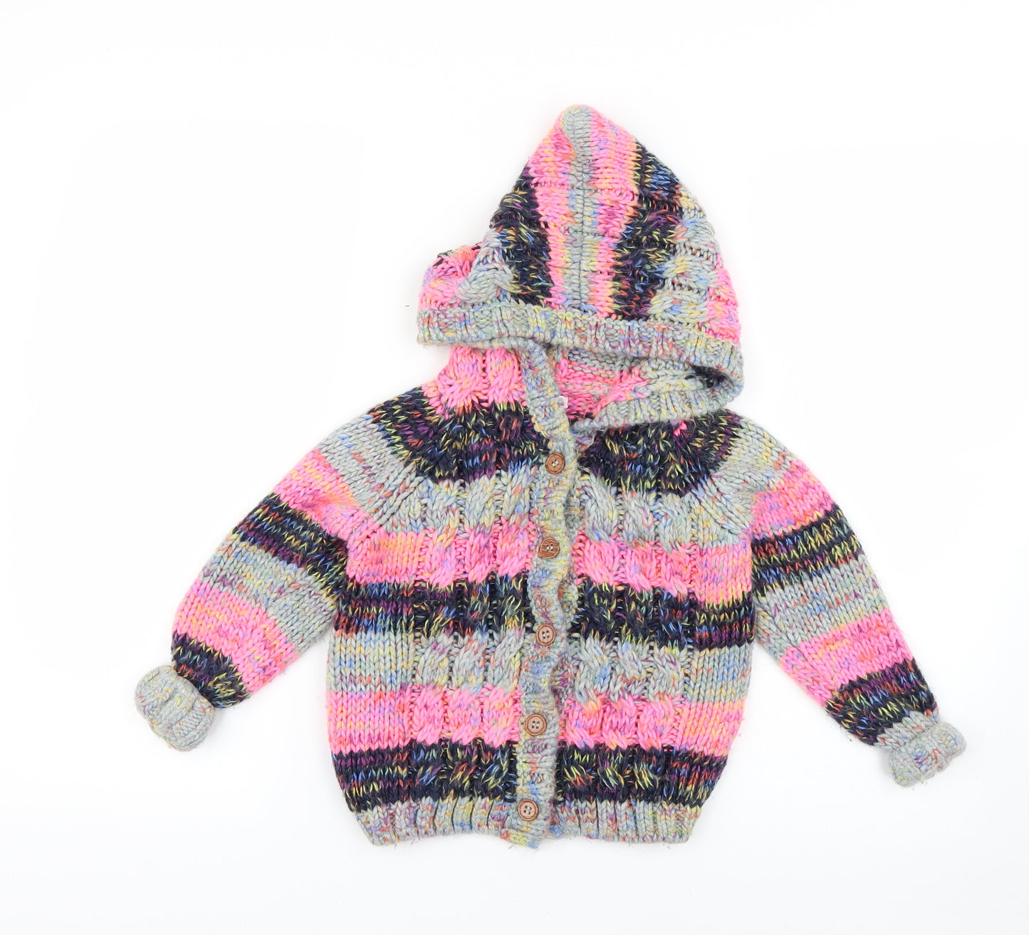 NEXT Girls Multicoloured Striped  Cardigan Hoodie Size 2-3 Years
