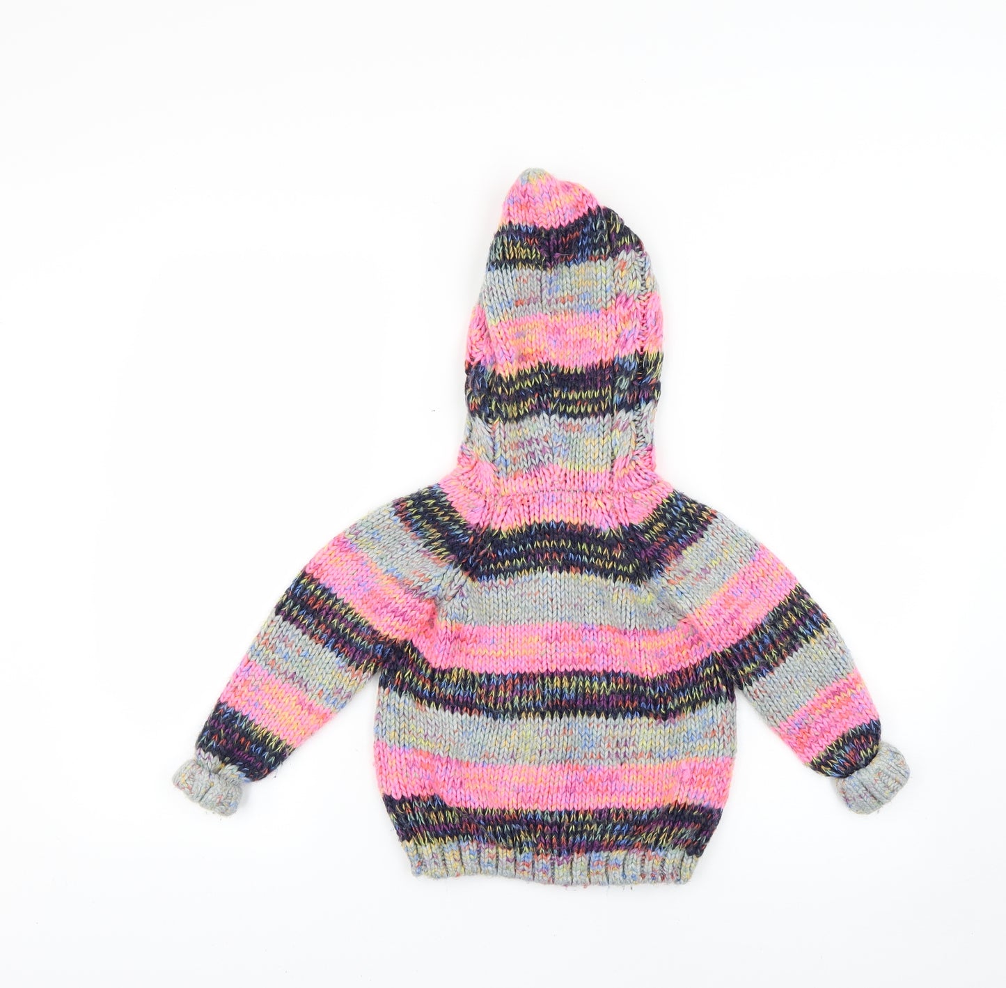 NEXT Girls Multicoloured Striped  Cardigan Hoodie Size 2-3 Years