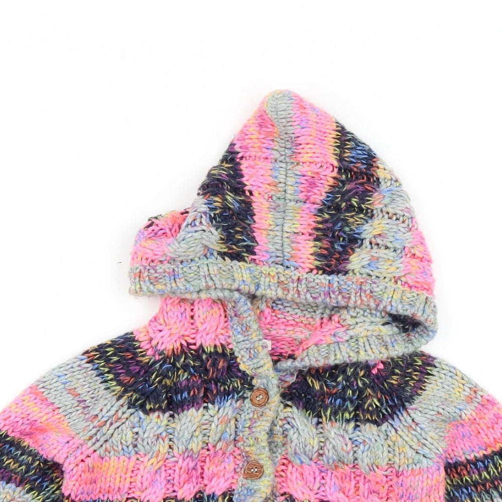 NEXT Girls Multicoloured Striped  Cardigan Hoodie Size 2-3 Years