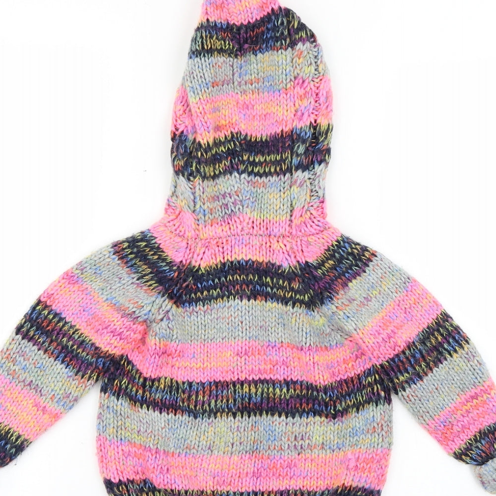 NEXT Girls Multicoloured Striped  Cardigan Hoodie Size 2-3 Years