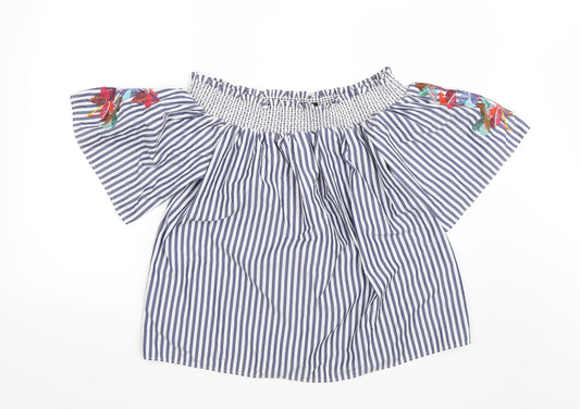 Front view of Marks & Spencer women’s multicoloured striped basic, size UK 14