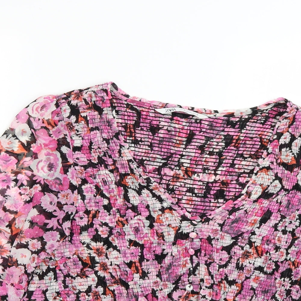 Zara Womens Multicoloured Floral  Basic Blouse Size M