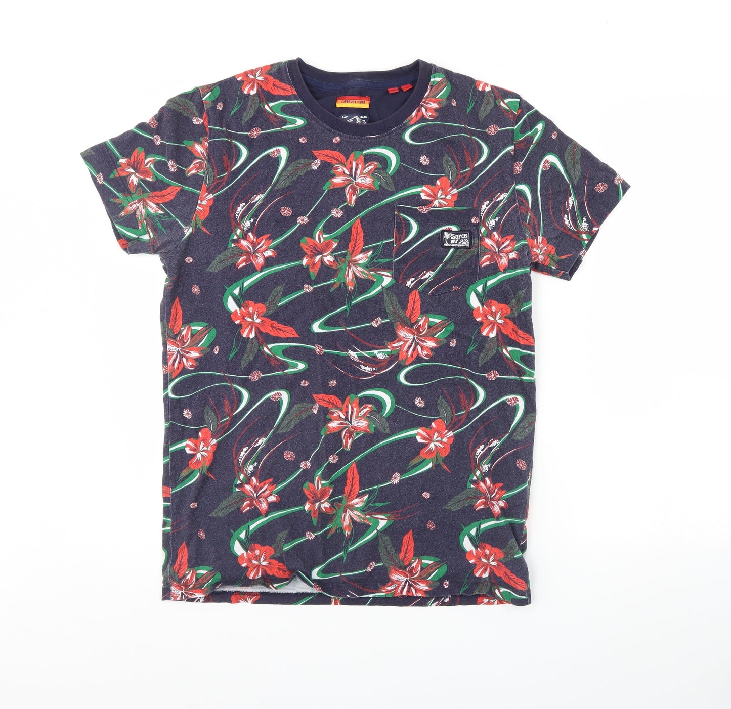 Superdry Mens Blue Floral   T-Shirt Size L