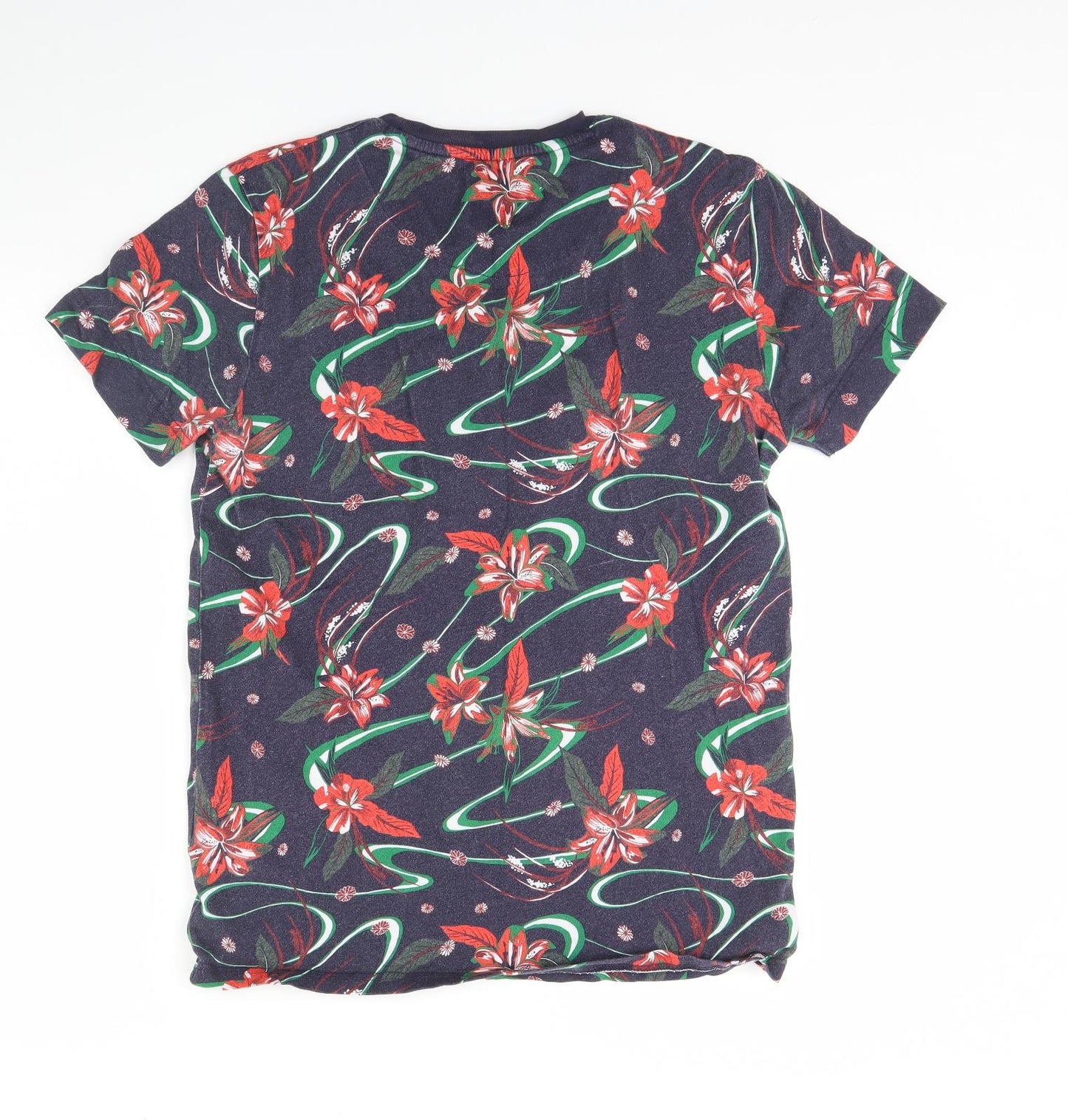 Superdry Mens Blue Floral   T-Shirt Size L