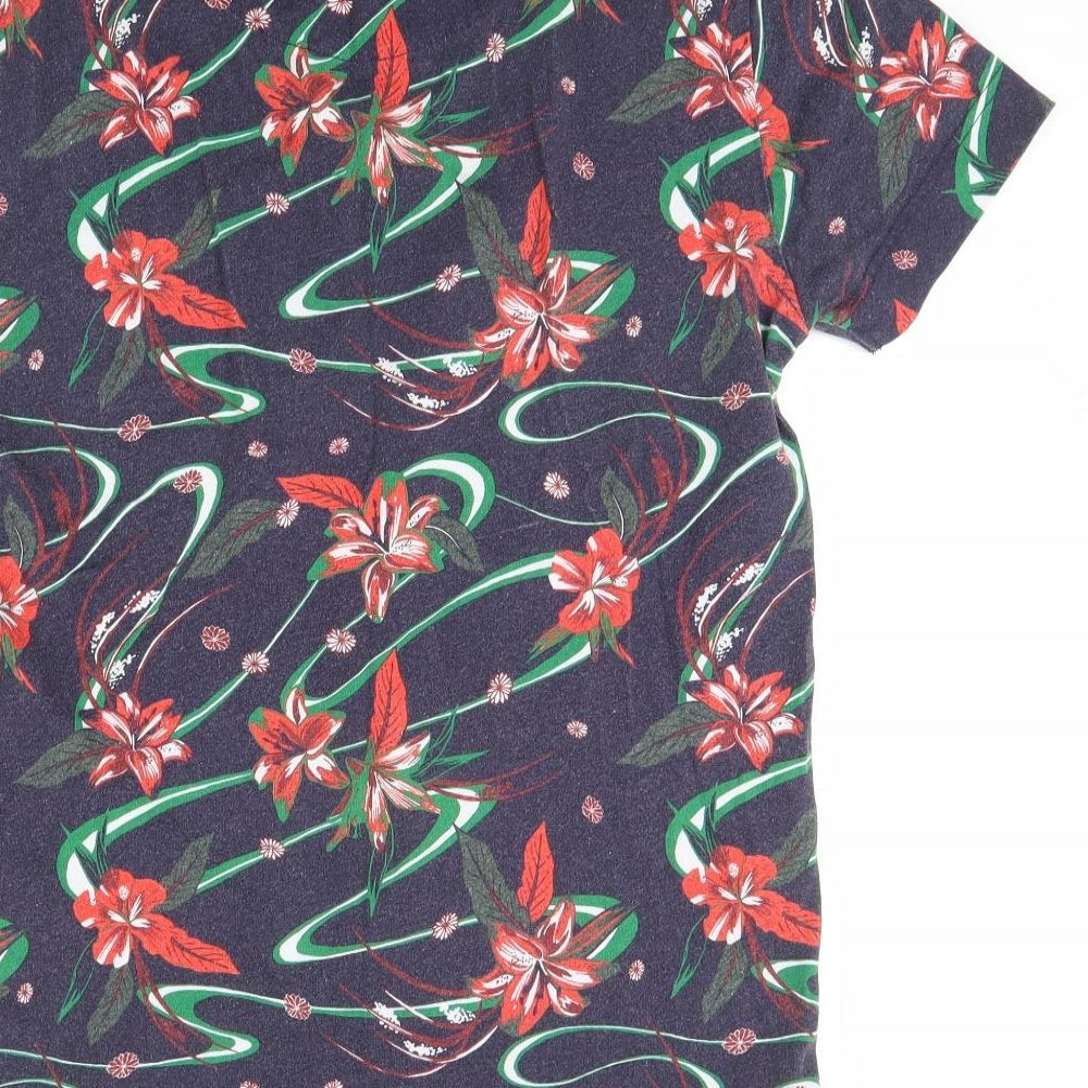 Superdry Mens Blue Floral   T-Shirt Size L