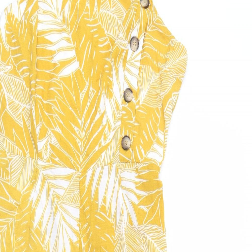 Primark Womens Yellow Floral  Playsuit One-Piece Size 14