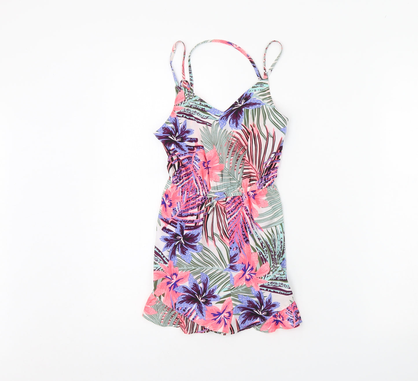 Primark Girls Multicoloured Floral  Playsuit One-Piece Size 7 Years