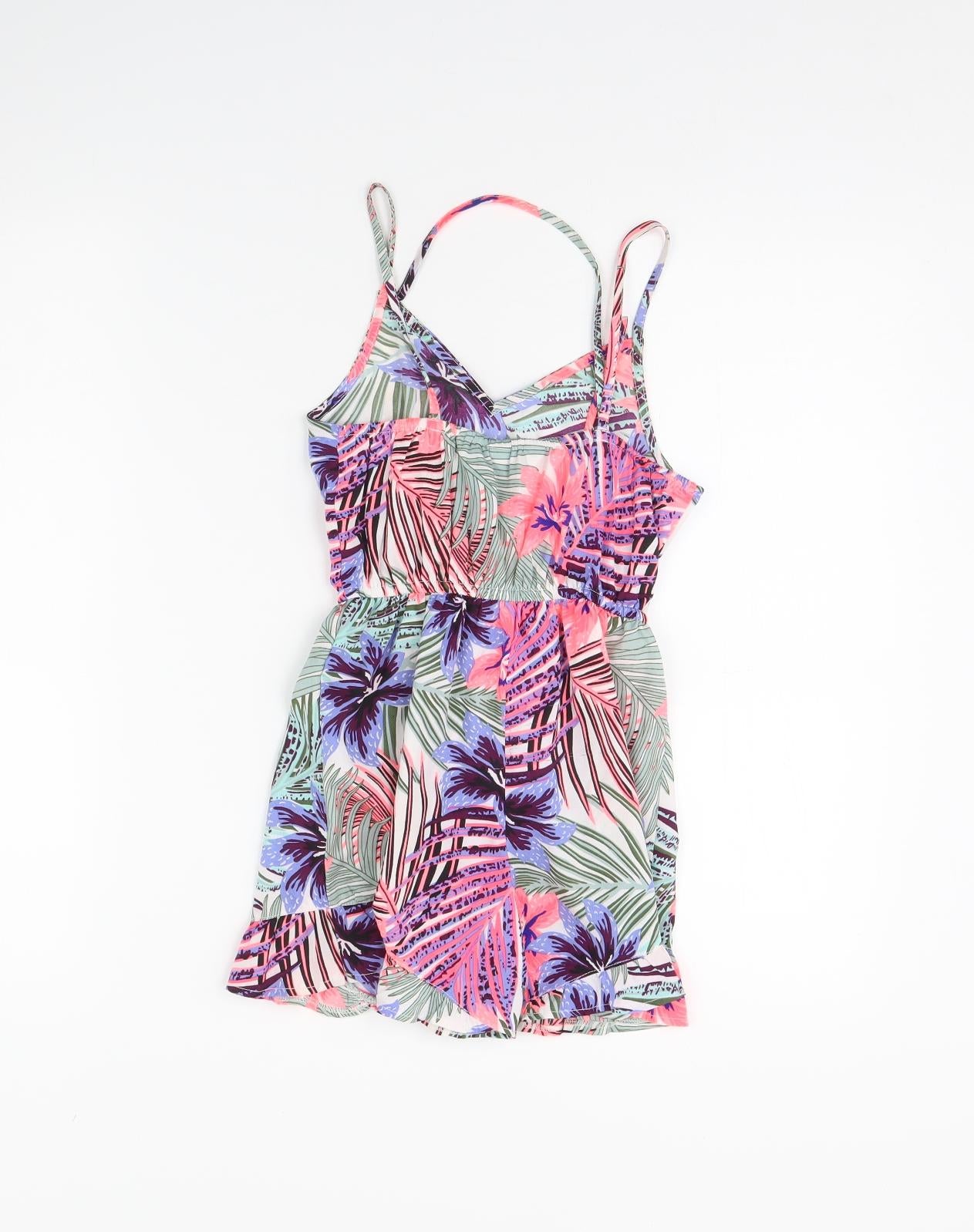 Primark Girls Multicoloured Floral  Playsuit One-Piece Size 7 Years