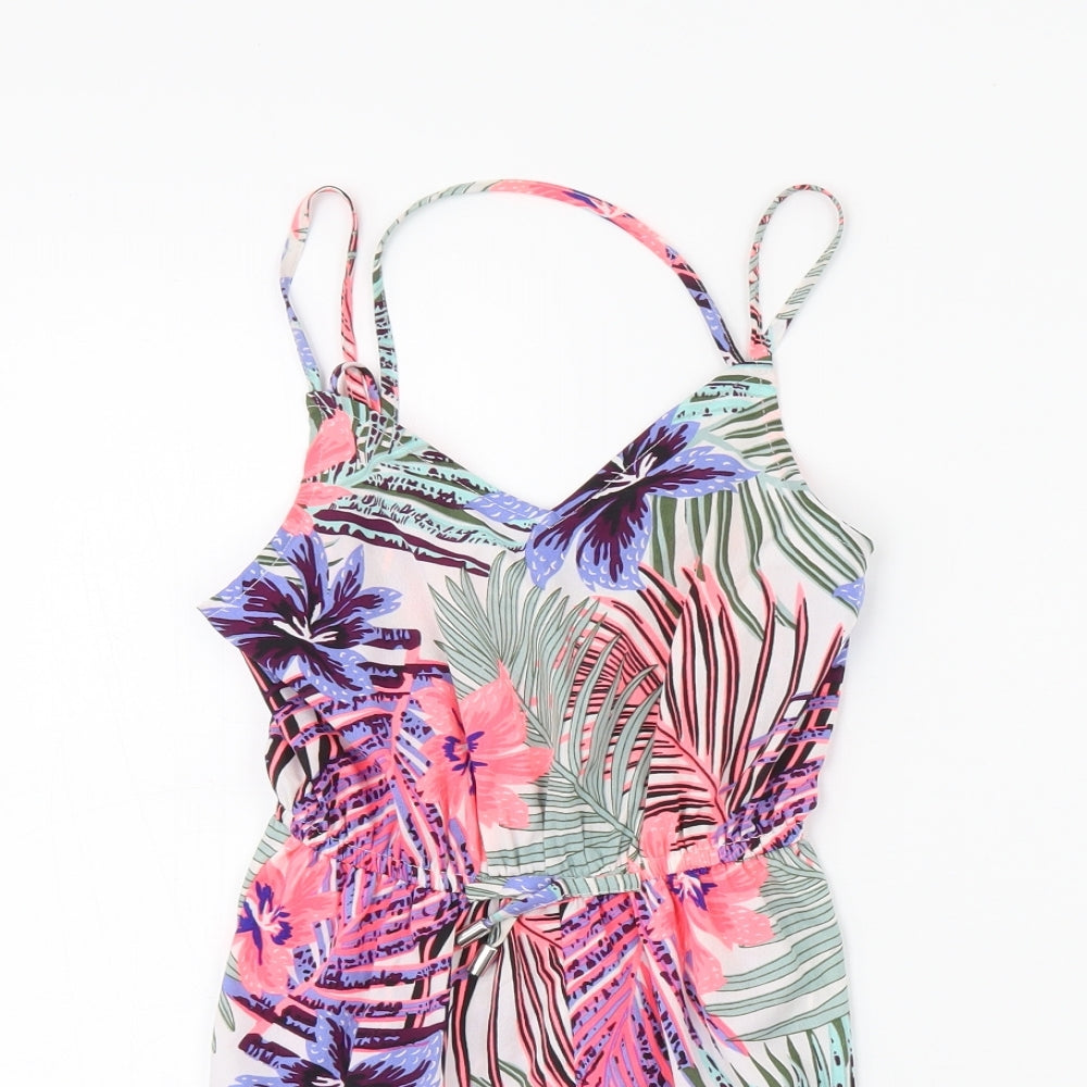 Primark Girls Multicoloured Floral  Playsuit One-Piece Size 7 Years