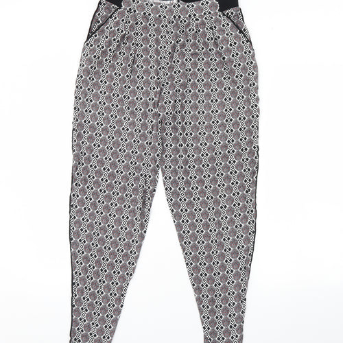 NEXT Womens Black Geometric  Trousers  Size 10 L28 in