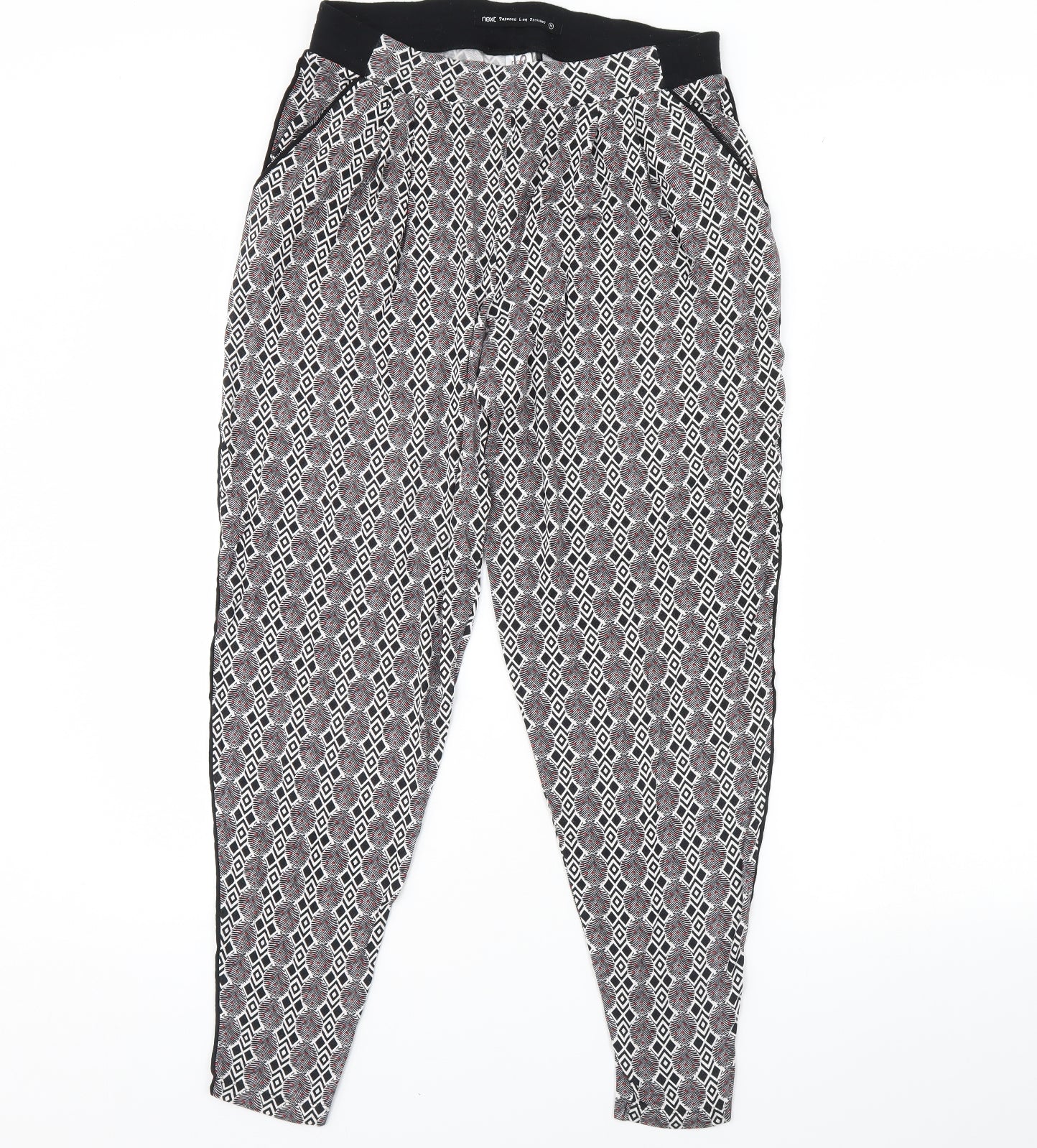 NEXT Womens Black Geometric  Trousers  Size 10 L28 in