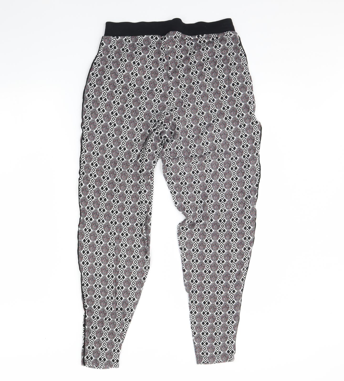 NEXT Womens Black Geometric  Trousers  Size 10 L28 in