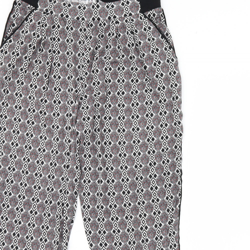 NEXT Womens Black Geometric  Trousers  Size 10 L28 in