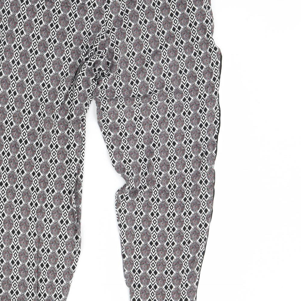 NEXT Womens Black Geometric  Trousers  Size 10 L28 in