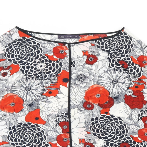 M&s Womens White Floral  Basic Blouse Size 20