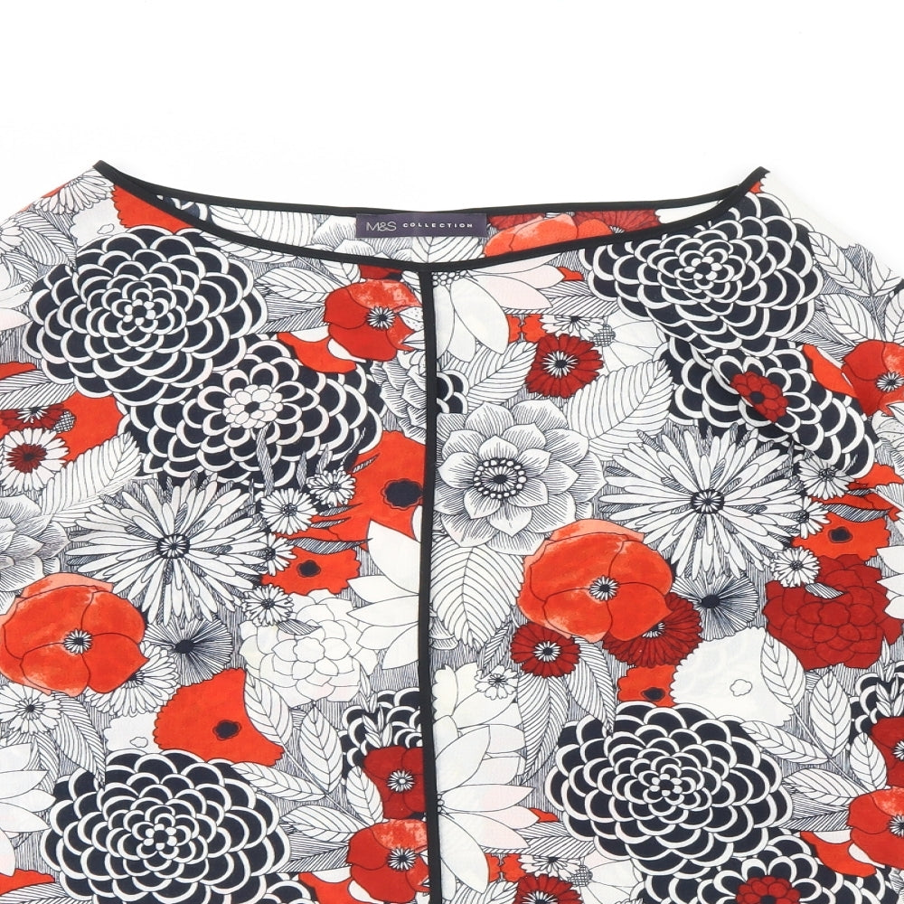 M&s Womens White Floral  Basic Blouse Size 20