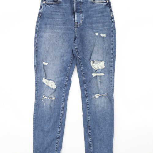 H&M Womens Blue  Denim Straight Jeans Size 8 L31 in