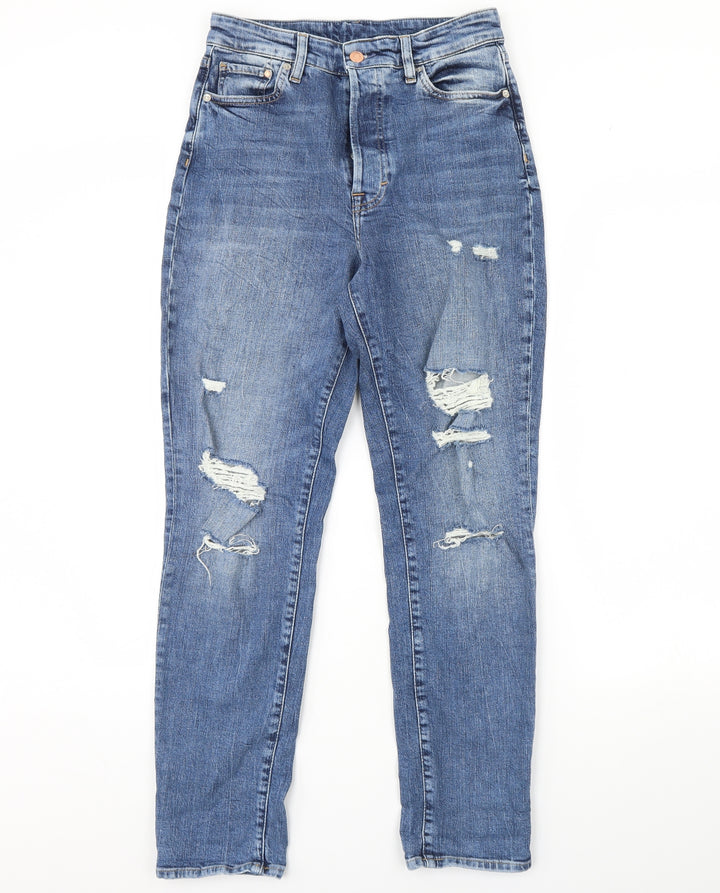H&M Womens Blue  Denim Straight Jeans Size 8 L31 in