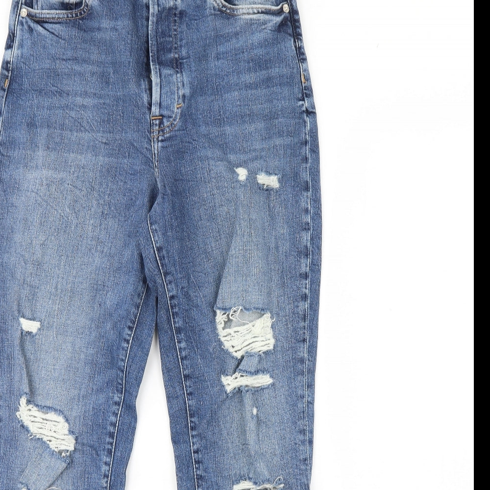 H&M Womens Blue  Denim Straight Jeans Size 8 L31 in