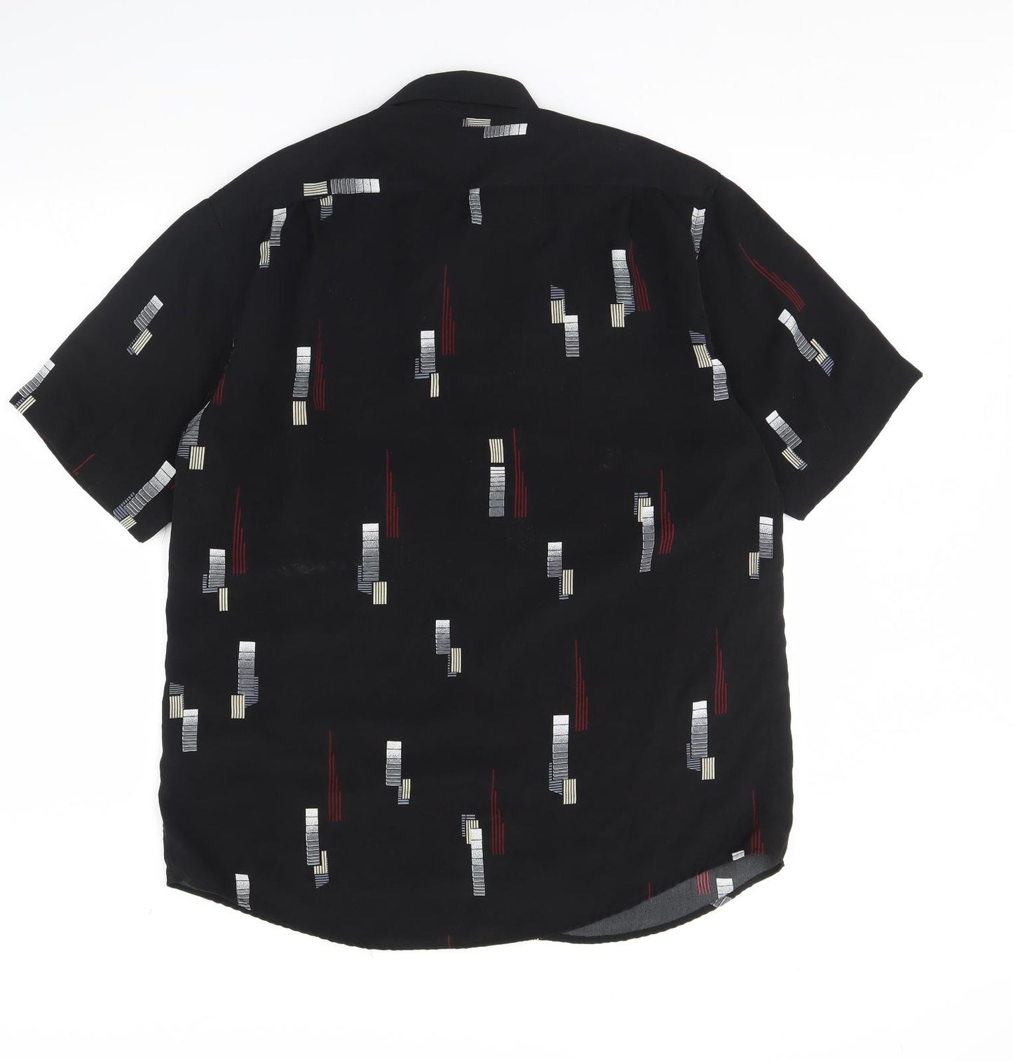 Pharaoh Mens Black Geometric   Dress Shirt Size 39