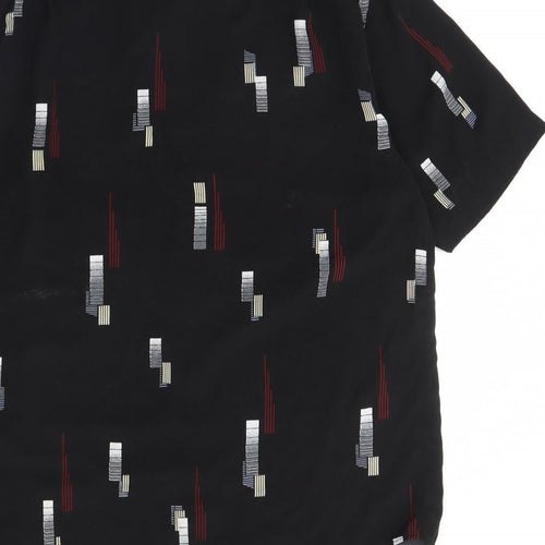 Pharaoh Mens Black Geometric   Dress Shirt Size 39