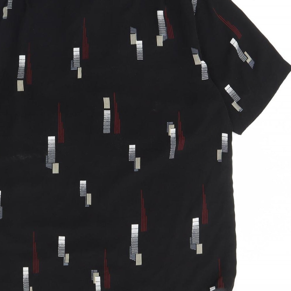 Pharaoh Mens Black Geometric   Dress Shirt Size 39