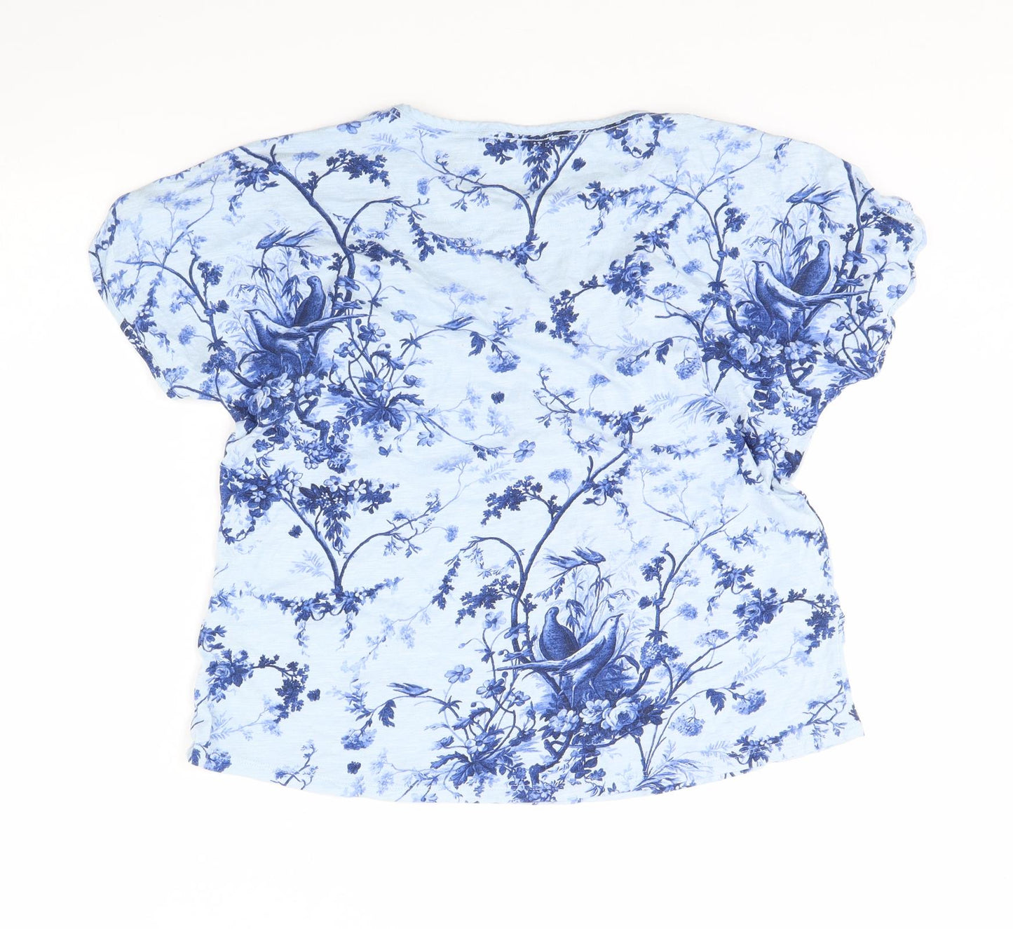 M&s Womens Blue Geometric  Basic T-Shirt Size 12
