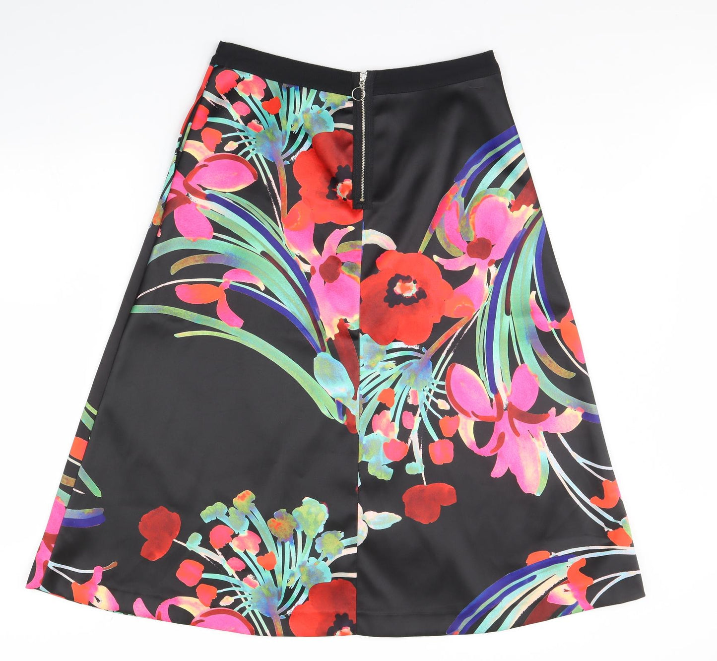 m&S Womens Black Floral  Flare Skirt Size 12